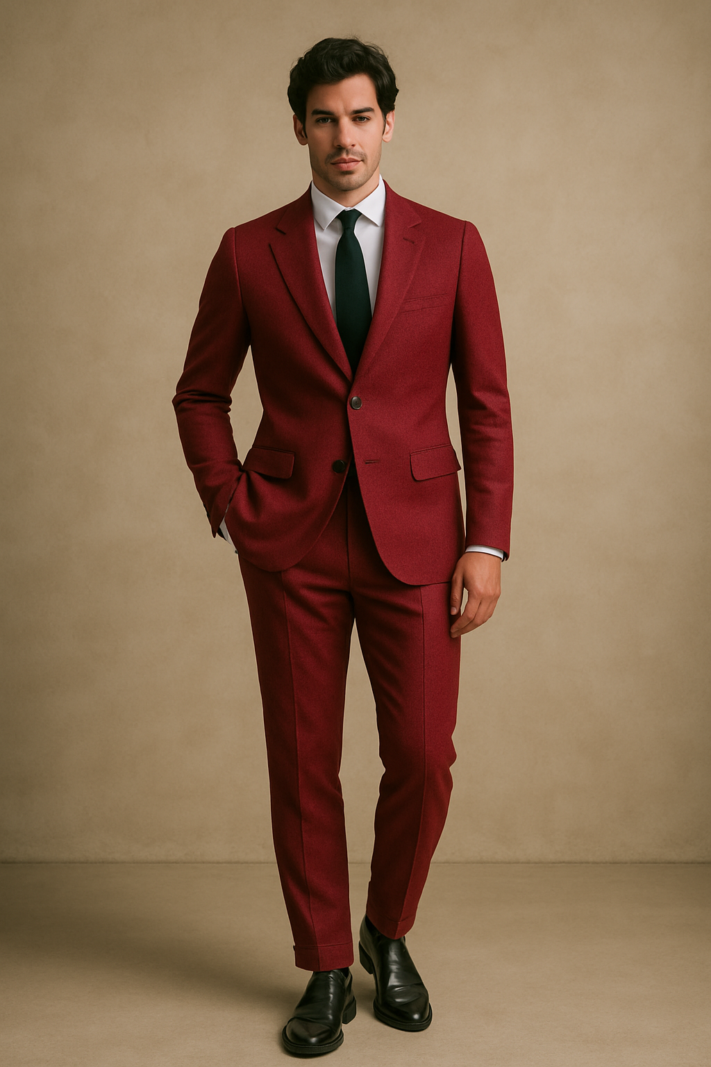 Abito Monopetto in lana Tasmania 100s | Amaranto