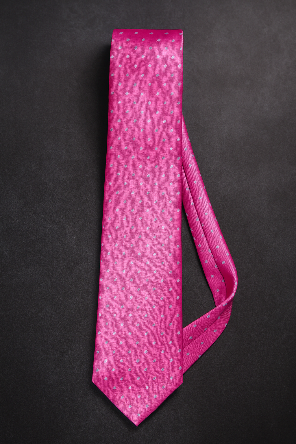 Cravatta rosa con micro fantasia bianche