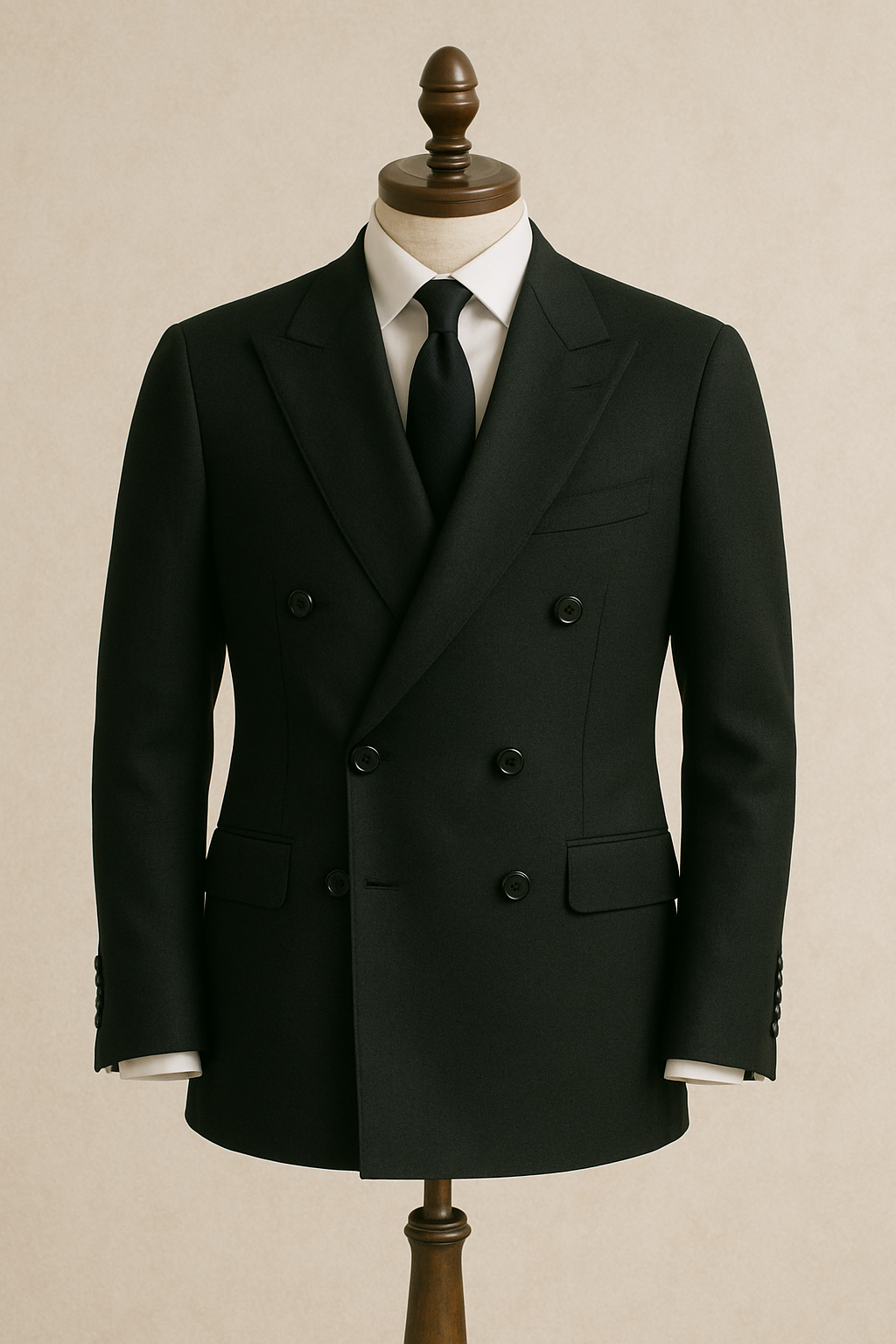 Abito Doppiopetto in lana Tasmania 150s | Nero