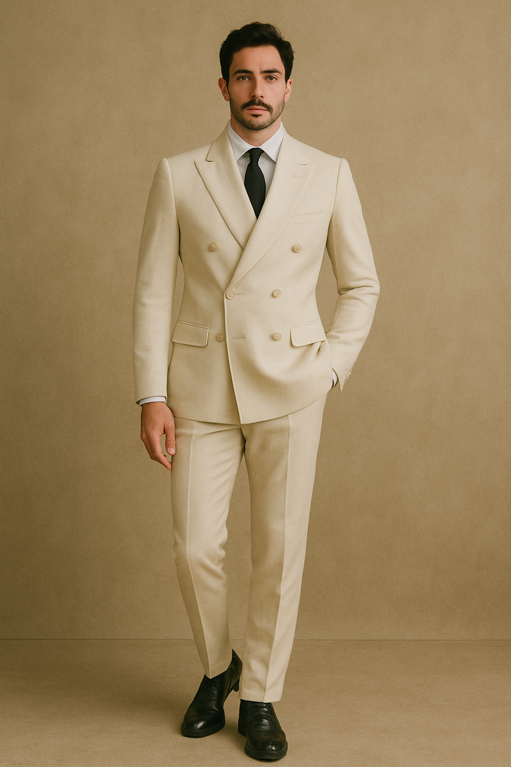 Abito Doppiopetto in lana Tasmania 100s | Panna