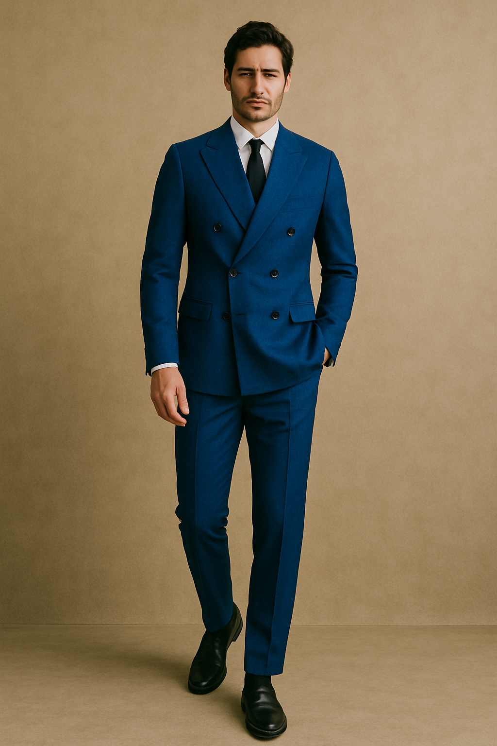 Abito Doppiopetto in lana Tasmania 100s | Blu Cobalto