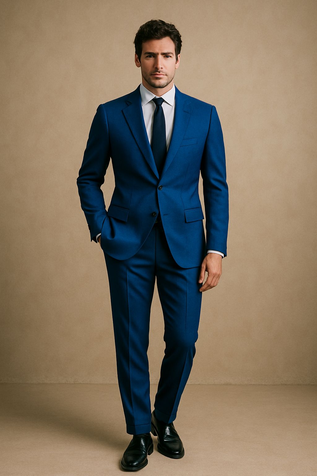 Abito Monopetto in lana Tasmania 100s | Blu Cobalto