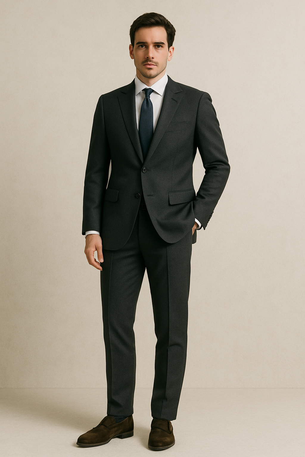 Abito Monopetto in lana Tasmania 150s | Grigio scuro