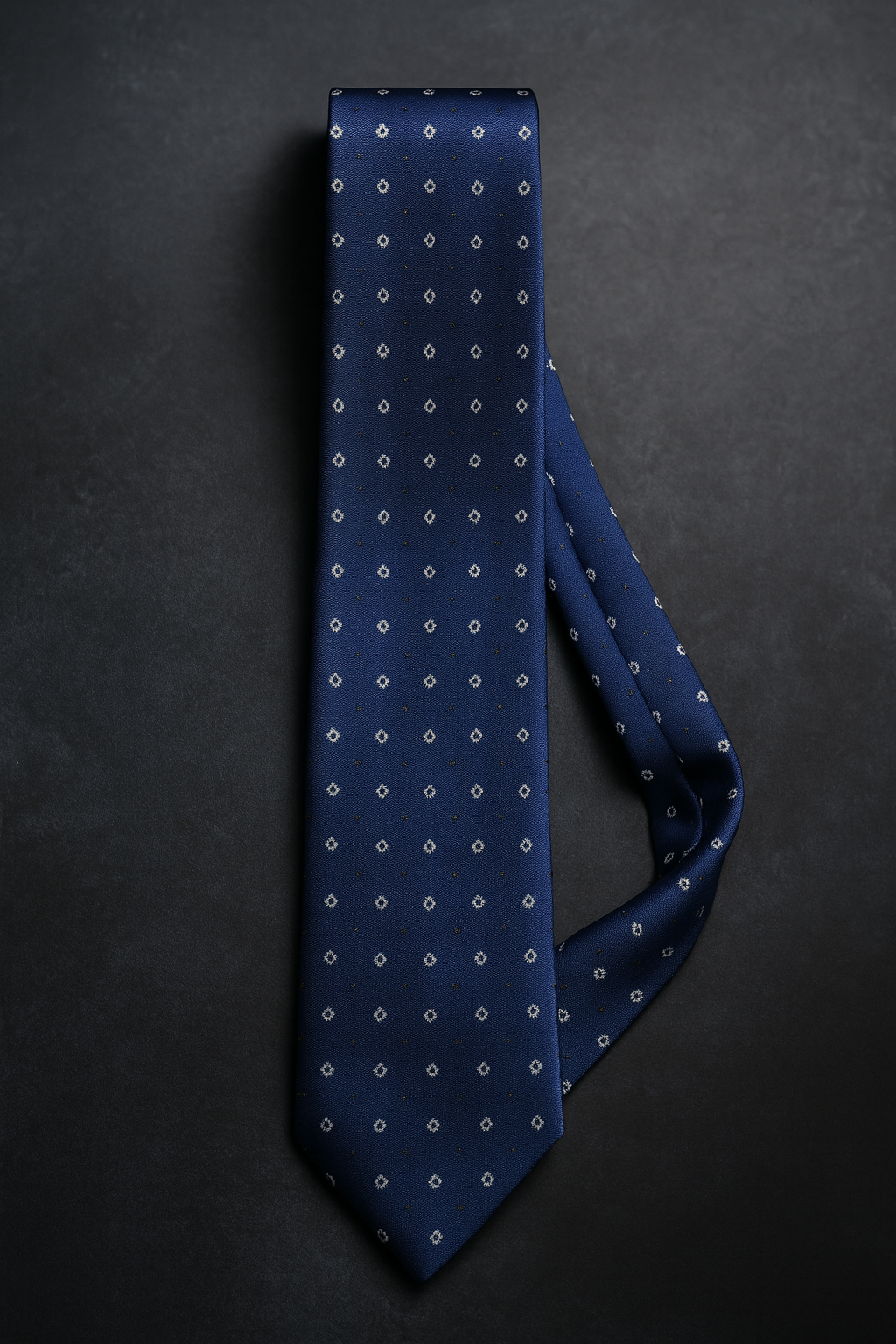 Cravatta blu navy con micro-fiori bianchi