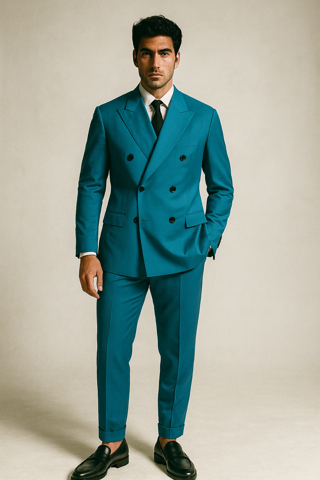Abito Doppiopetto in lana Tasmania 100s | Blu cobalto