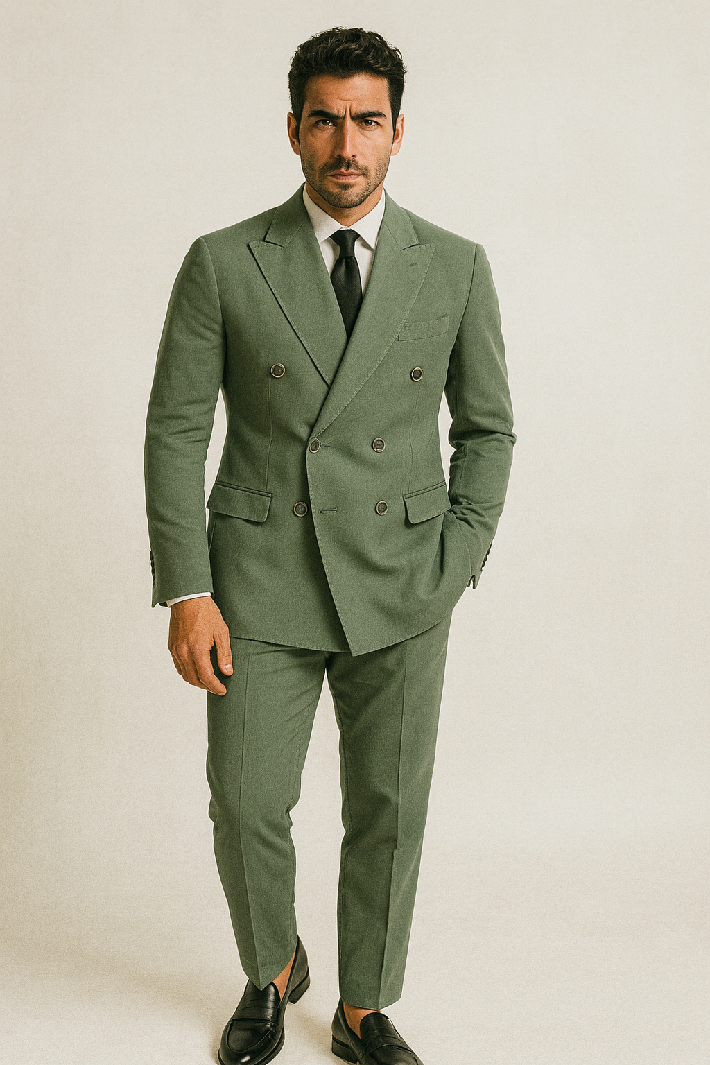 Abito Doppiopetto in lana Tasmania 100s | Verde bottiglia