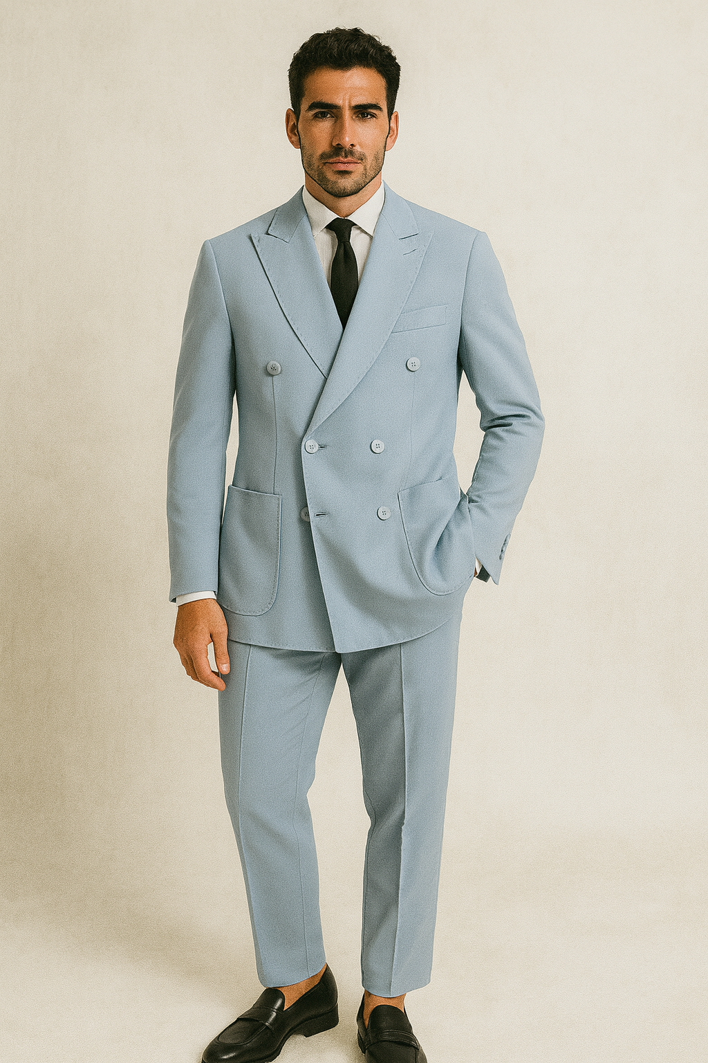 Abito Doppiopetto in lana Tasmania 100s | Celeste