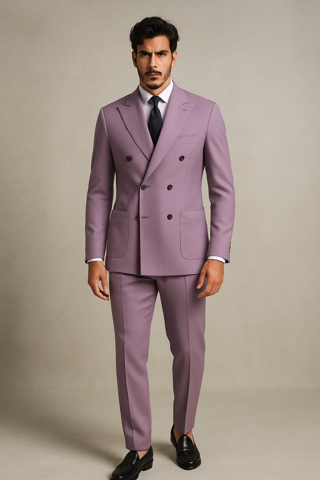 Abito Doppiopetto in lana Tasmania 100s | Rosa