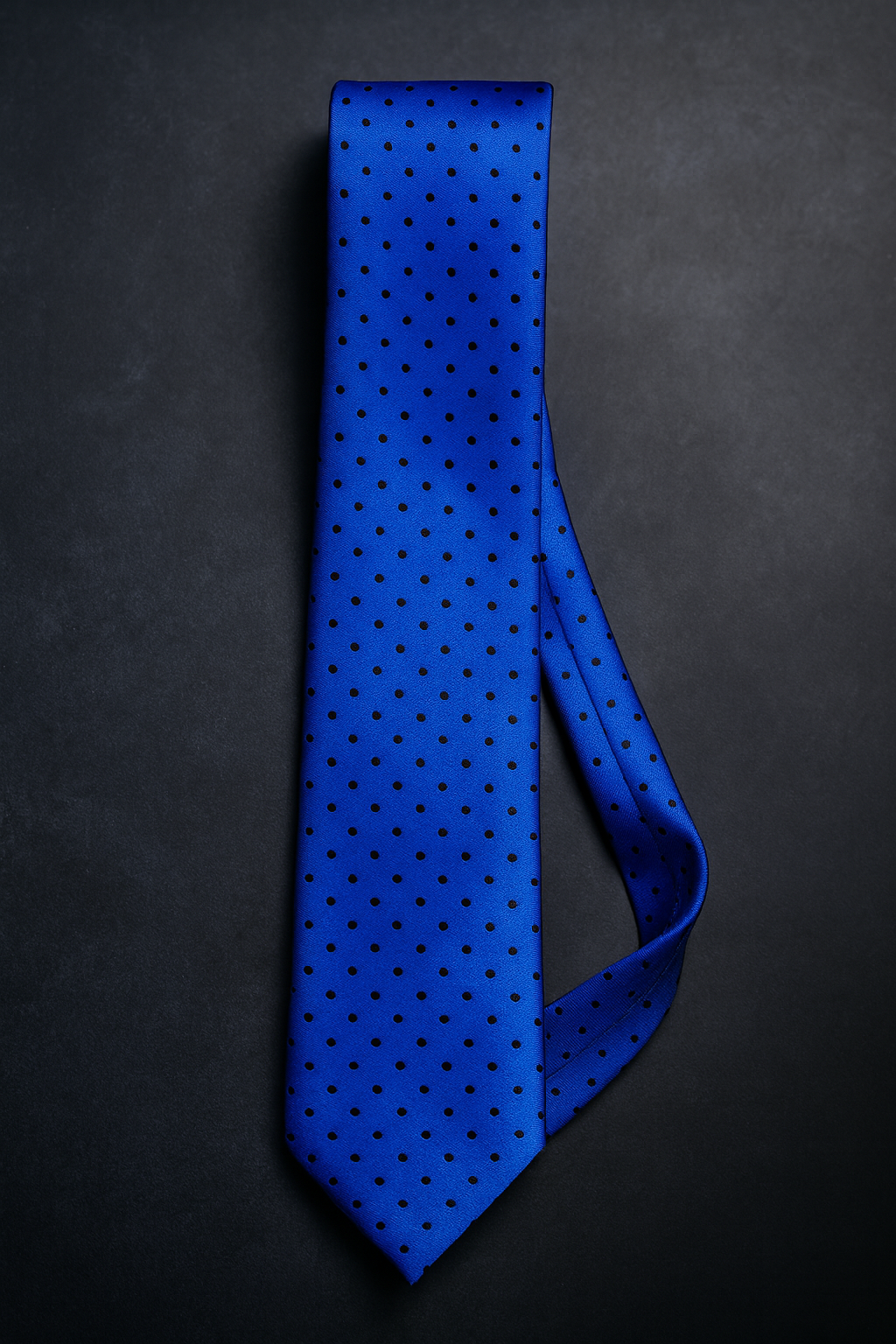 Cravatta blu elettrico con micro-pois neri