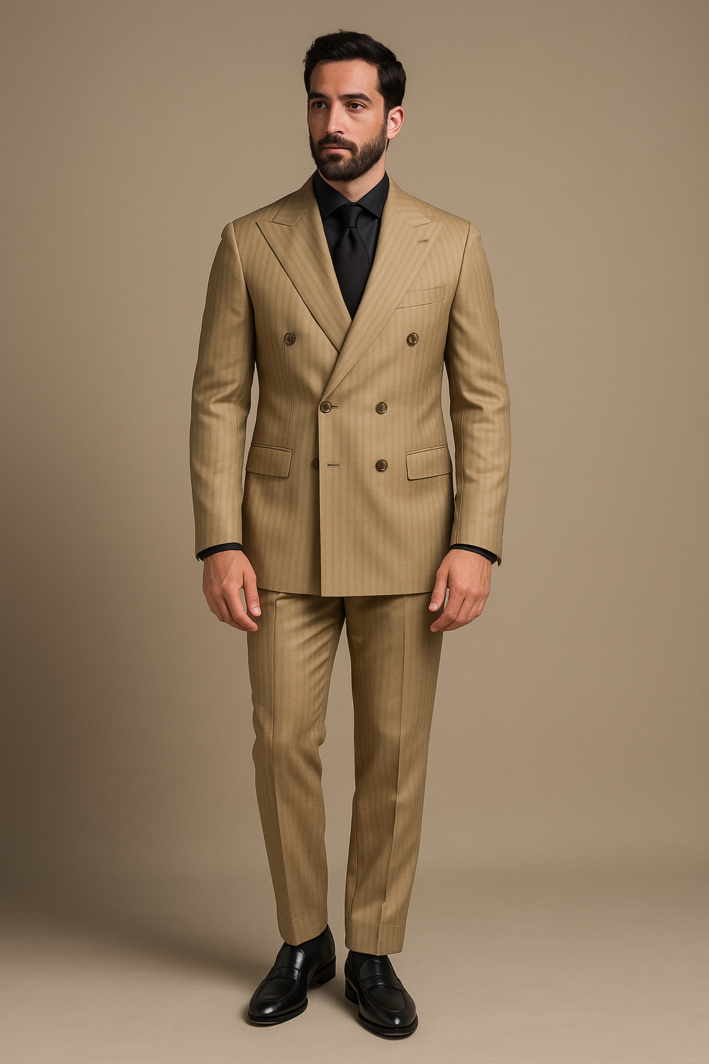 Abito Doppiopetto Solaro in lana Tasmania 150s | Beige