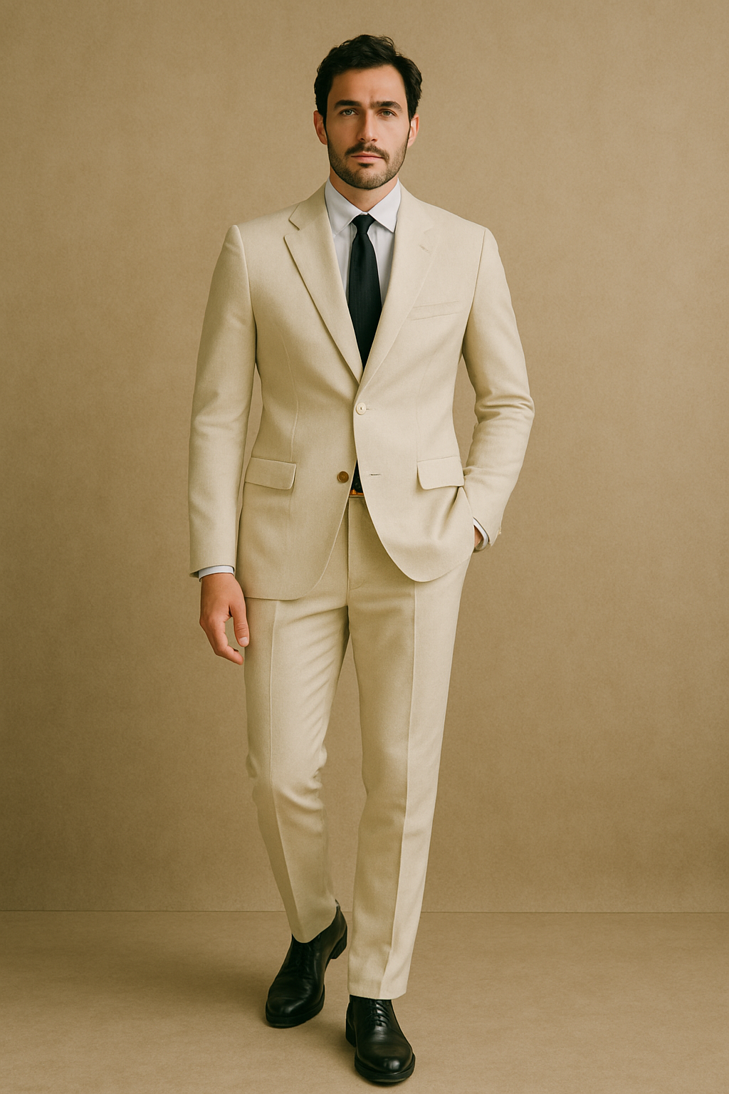 Abito Monopetto in lana Tasmania 100s | Panna