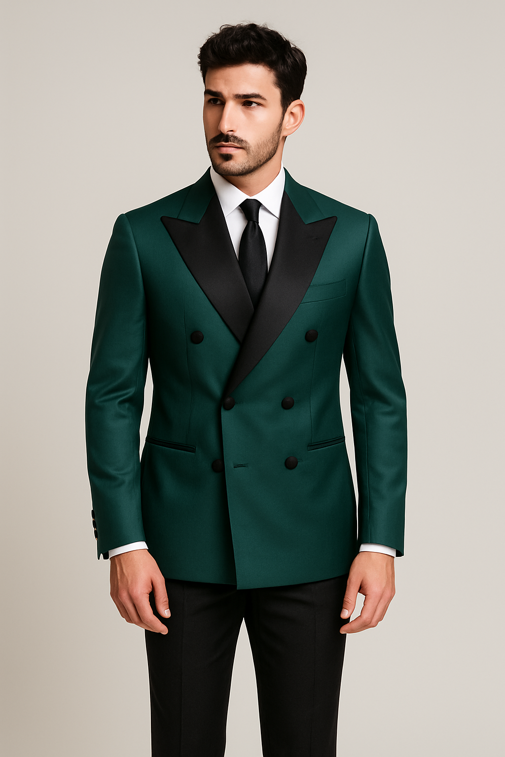 Abito Doppiopetto in lana Tasmania 100s | Verde/Nero