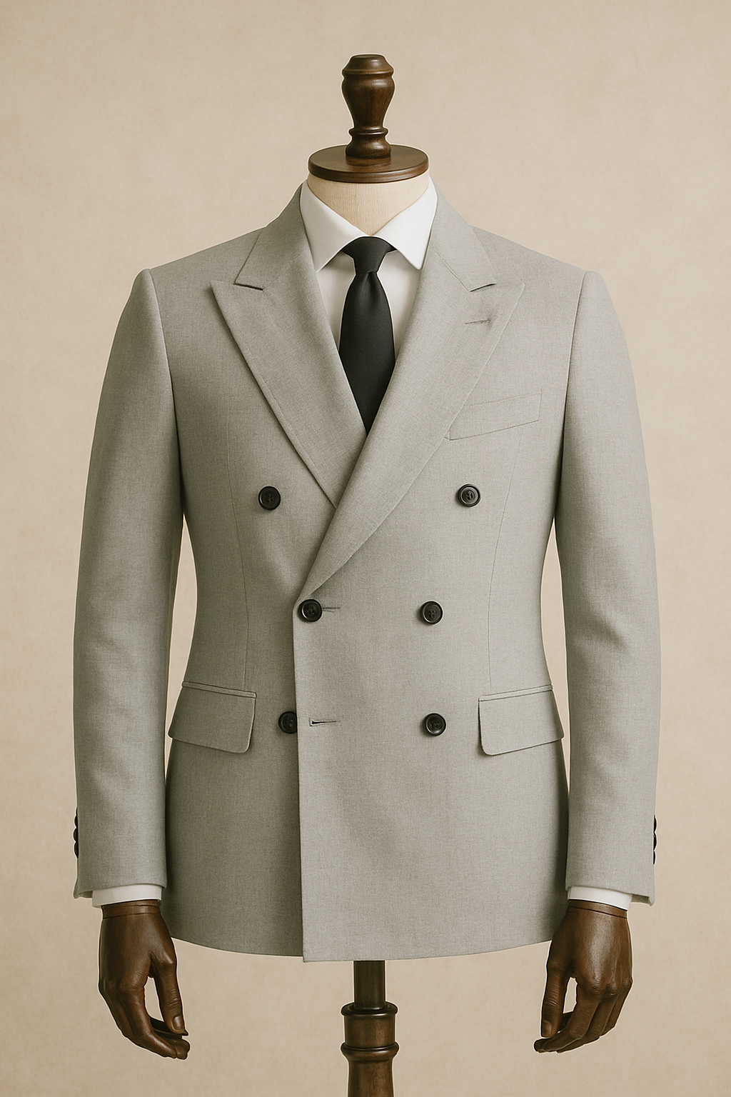 Abito Doppiopetto in lana Tasmania 150s | Grigio chiro