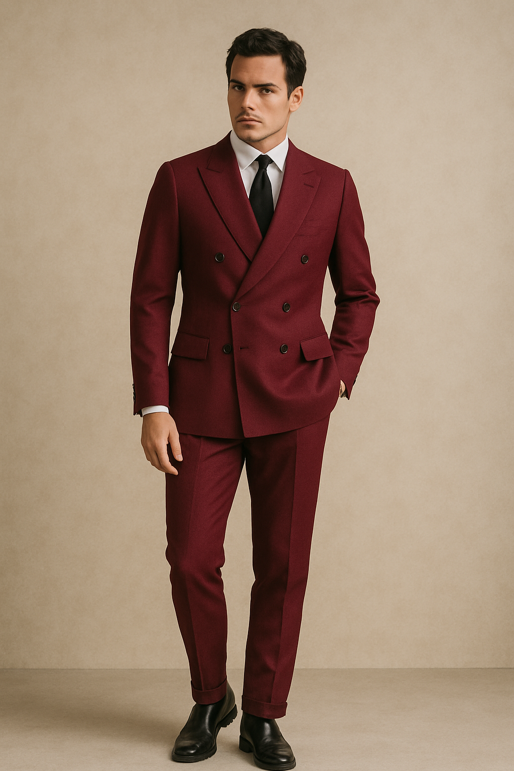 Abito Doppiopetto in lana Tasmania 100s | Amaranto