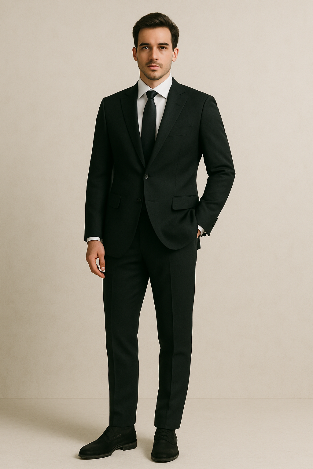 Abito Monopetto in lana Tasmania 150s | Nero